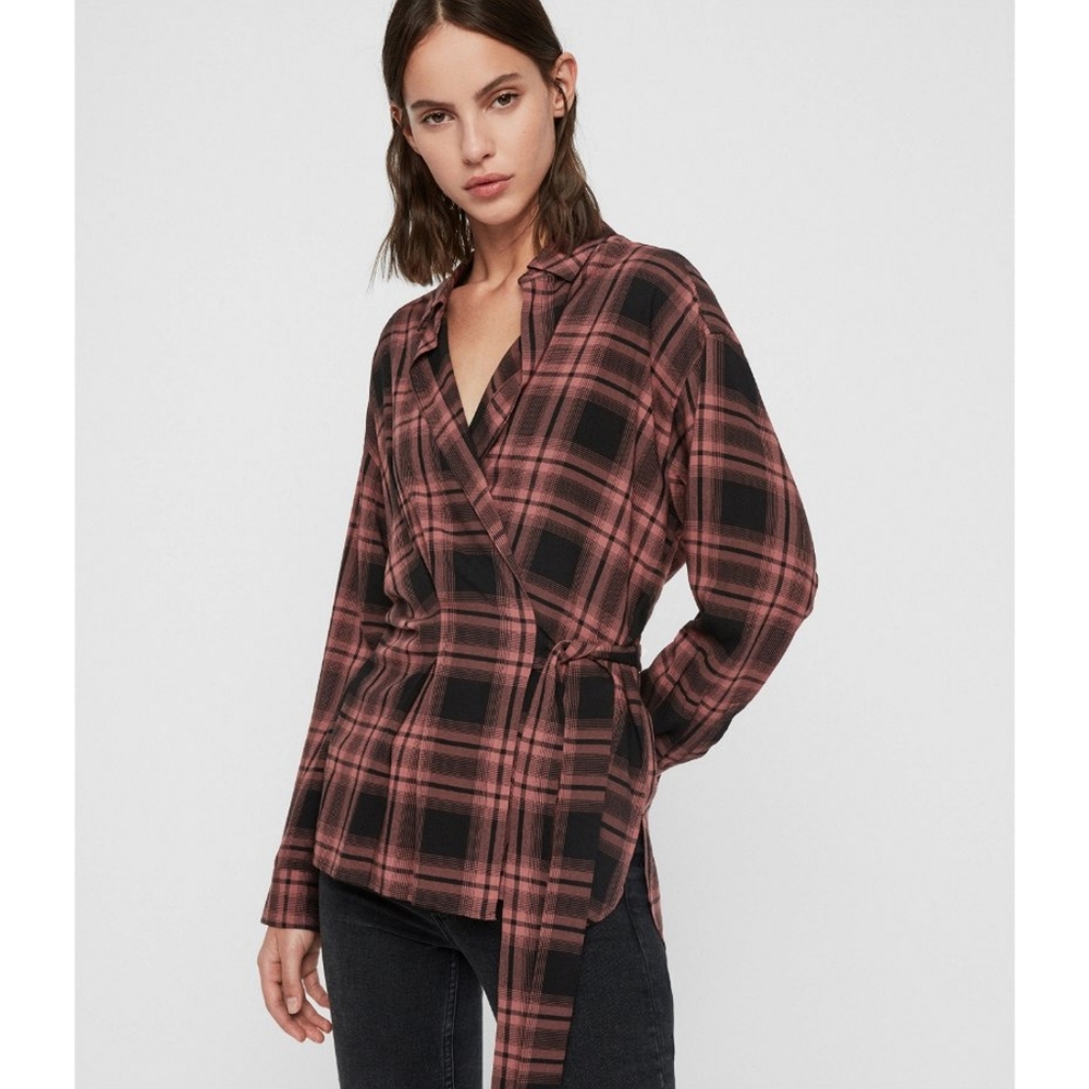 All Saints Miki Check Wrap Shirt